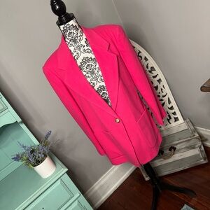 VINTAGE Lauren Alexandra Wool Longline Blazer Jacket Size Medium Barbie Core